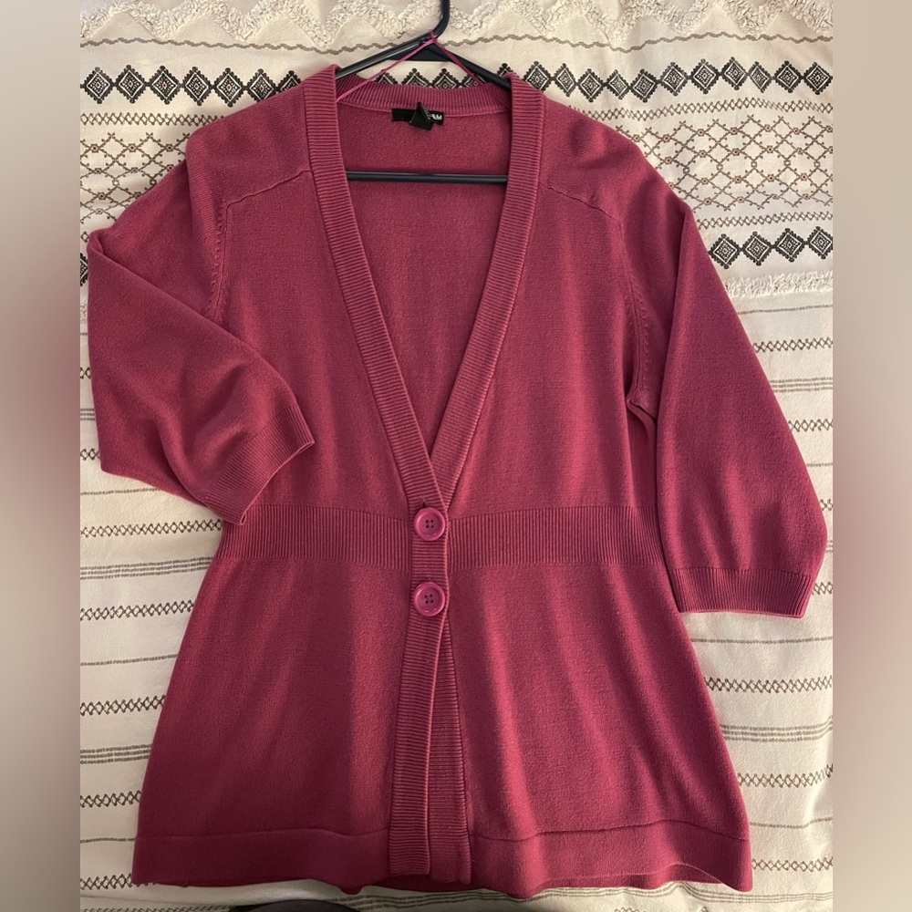 H&M Fuschia Two-Button Cardigan Sweater